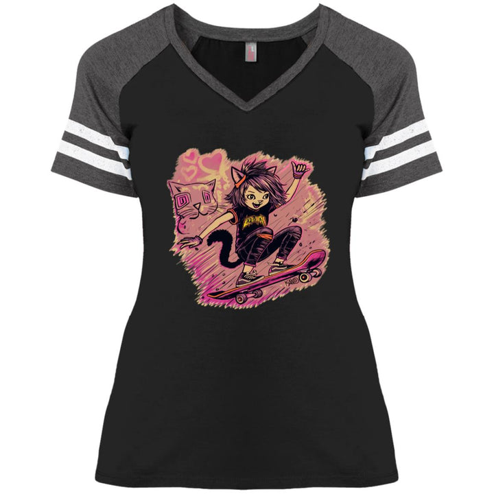 DM476 Ladies' Game V-Neck T-Shirt