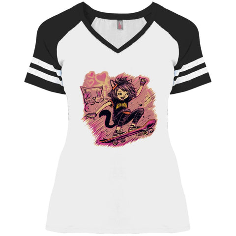 DM476 Ladies' Game V-Neck T-Shirt
