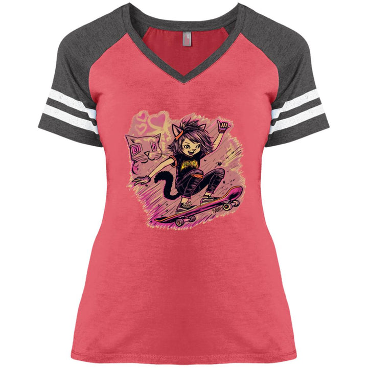 DM476 Ladies' Game V-Neck T-Shirt