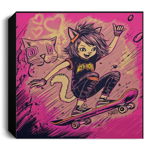 RADKAT SkateKat Girl Deluxe Square Canvas 1.5in Frame