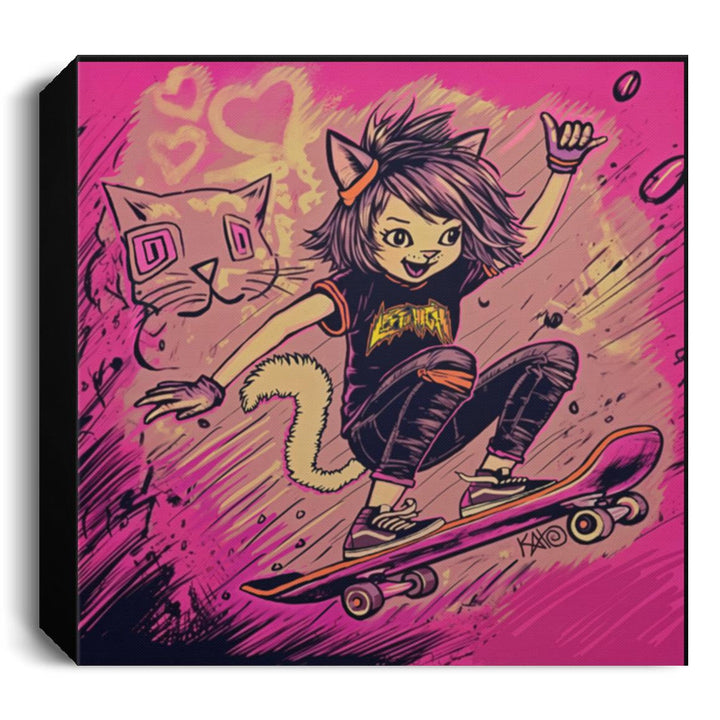 RADKAT Skate Cat Girl Deluxe Square Canvas 1.5in Frame